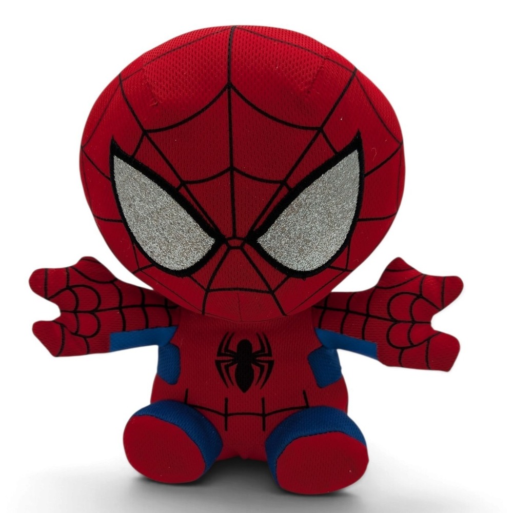 Ty Marvel Spider-Man Plush 9" Red Blue Silver Glitter Eyes Stuffed Superhero Toy